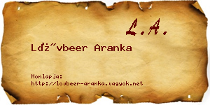 Lövbeer Aranka névjegykártya